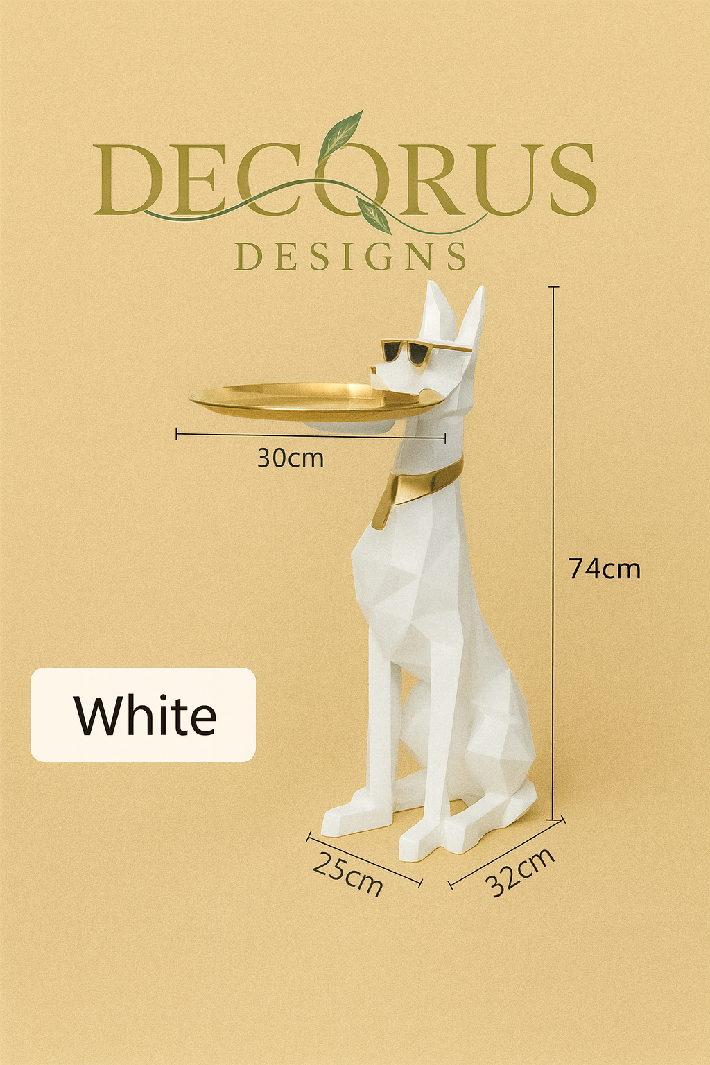 Decorus Luxury Doberman Resin Sculpture with Tray