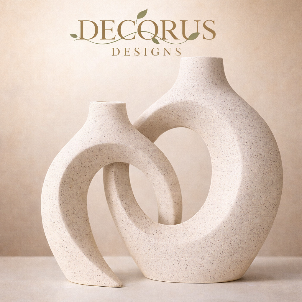 Decorus European White Ceramic Vase Set