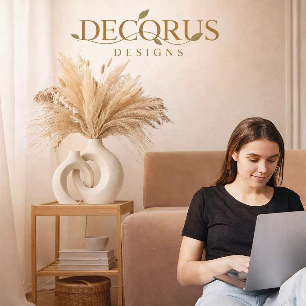 Decorus European White Ceramic Vase Set