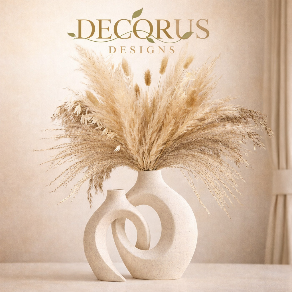 Decorus European White Ceramic Vase Set