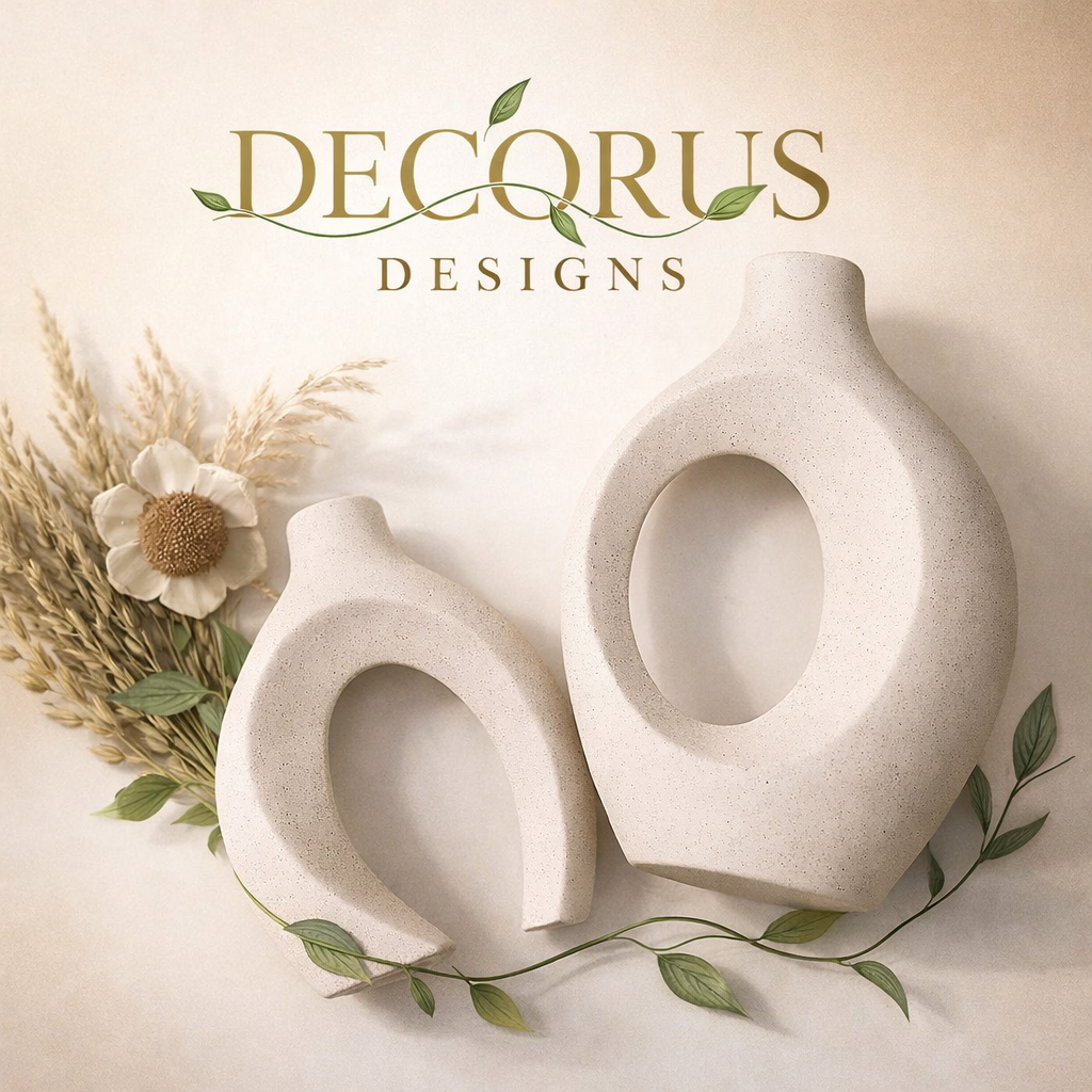 Decorus European White Ceramic Vase Set