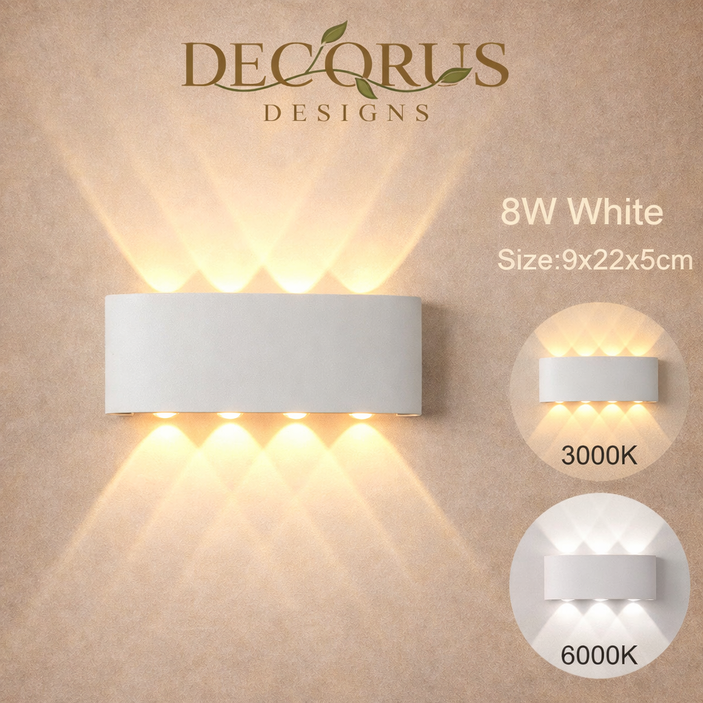 LED Wall Sconces Modern Indoor Outdoor Lamp, White Up Down Wall Mount Lights for Living Room Hallway Bedroom Decor