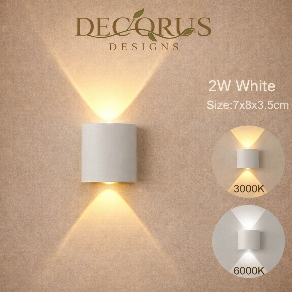 LED Wall Sconces Modern Indoor Outdoor Lamp, White Up Down Wall Mount Lights for Living Room Hallway Bedroom Decor