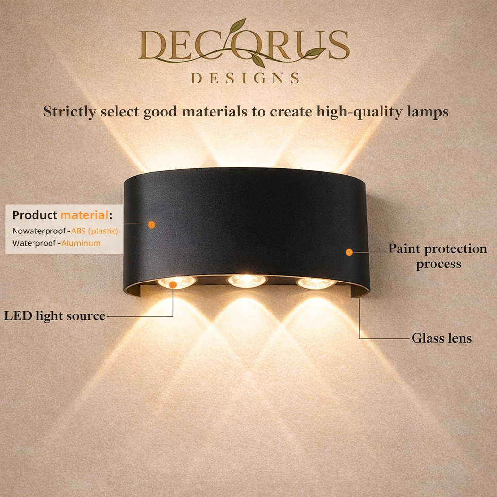 LED Wall Sconces Modern Indoor Outdoor Lamp, White Up Down Wall Mount Lights for Living Room Hallway Bedroom Decor