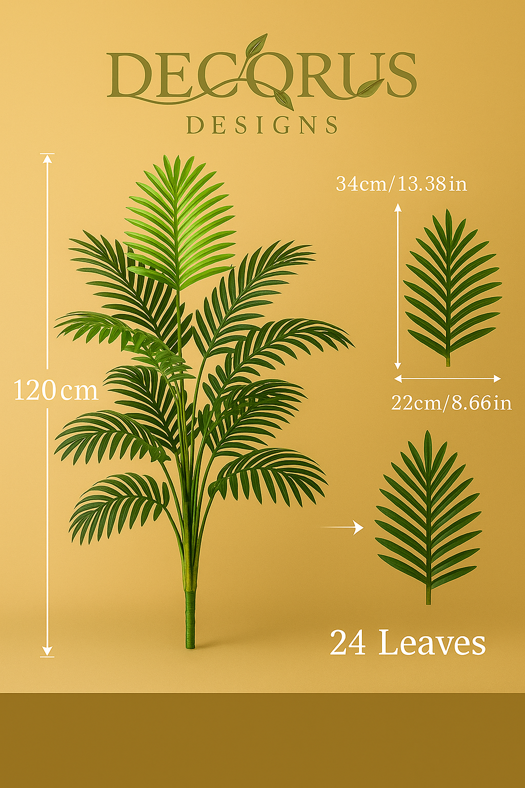 Decorus Palm Tree – Luxury 90–120cm Artificial Tropical Plant for Modern Home & Interior Styling