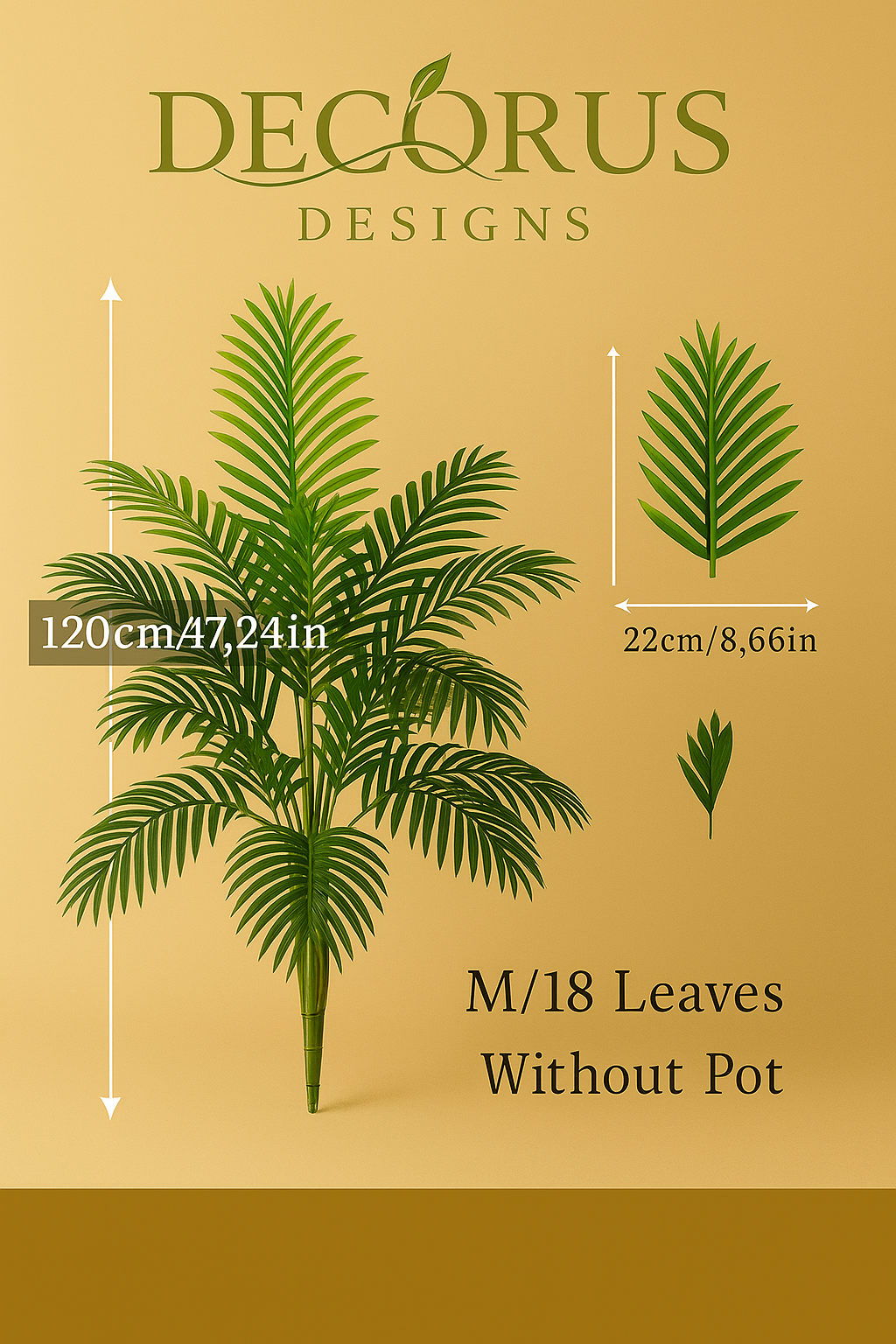 Decorus Palm Tree – Luxury 90–120cm Artificial Tropical Plant for Modern Home & Interior Styling