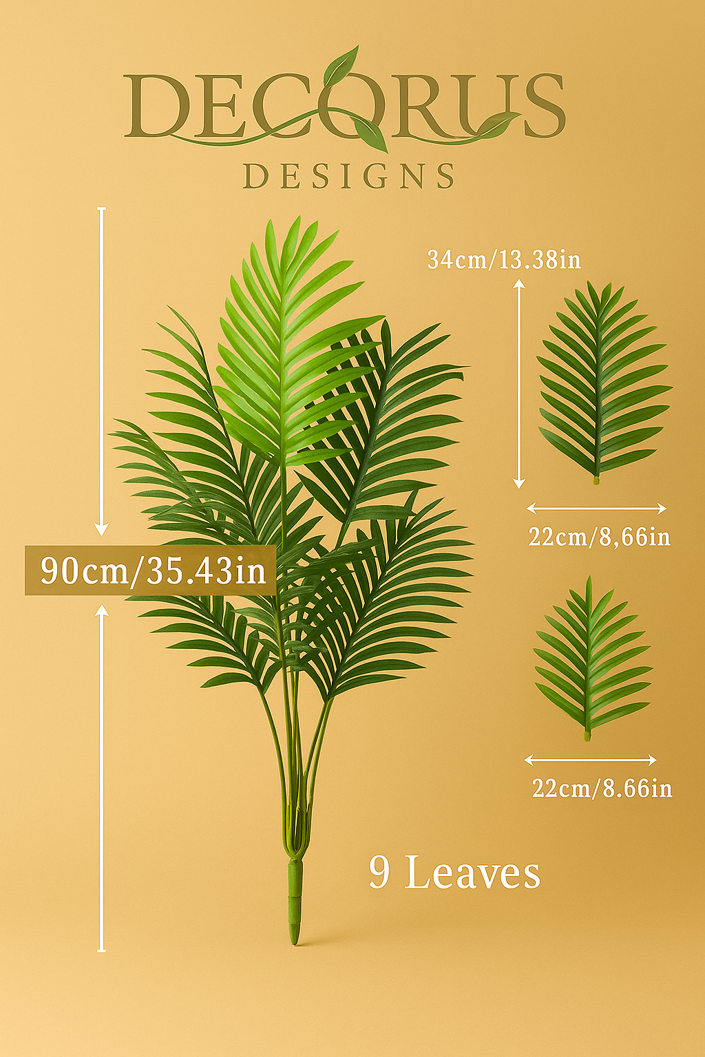 Decorus Palm Tree – Luxury 90–120cm Artificial Tropical Plant for Modern Home & Interior Styling