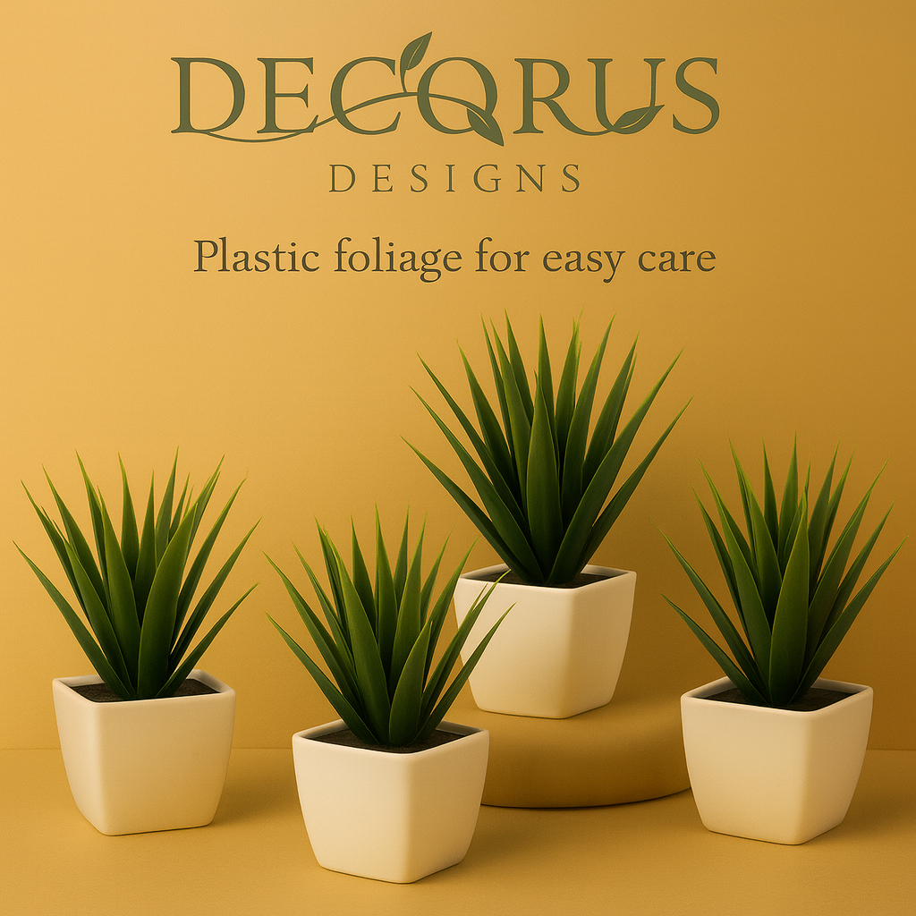 Decorus Designs – Elegant Simulated Potted Plant in Premium Vase