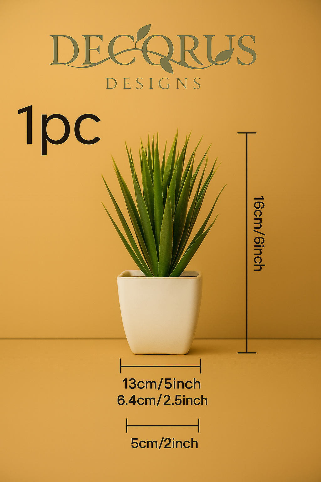 Decorus Designs – Elegant Simulated Potted Plant in Premium Vase
