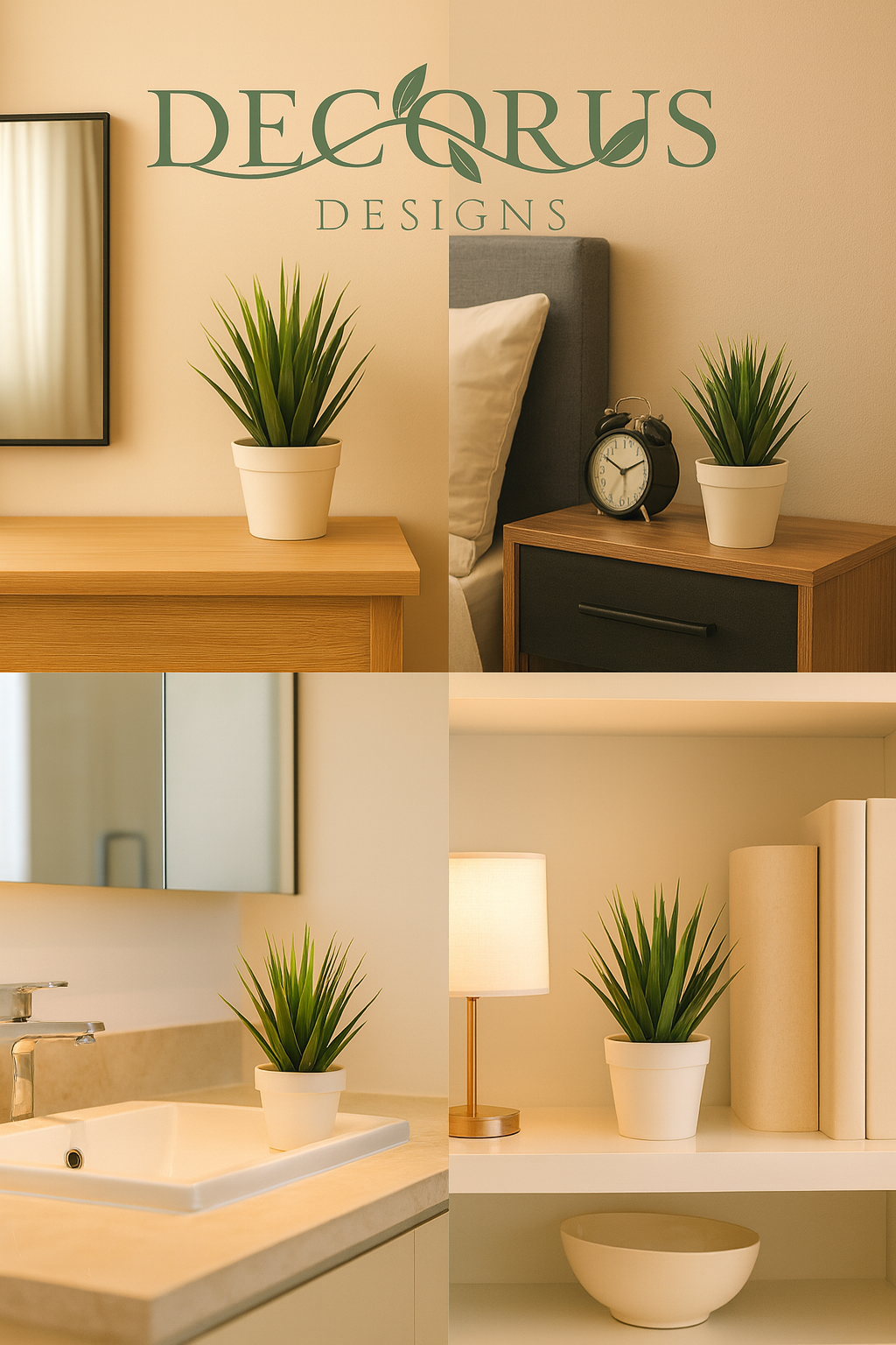 Decorus Designs – Elegant Simulated Potted Plant in Premium Vase