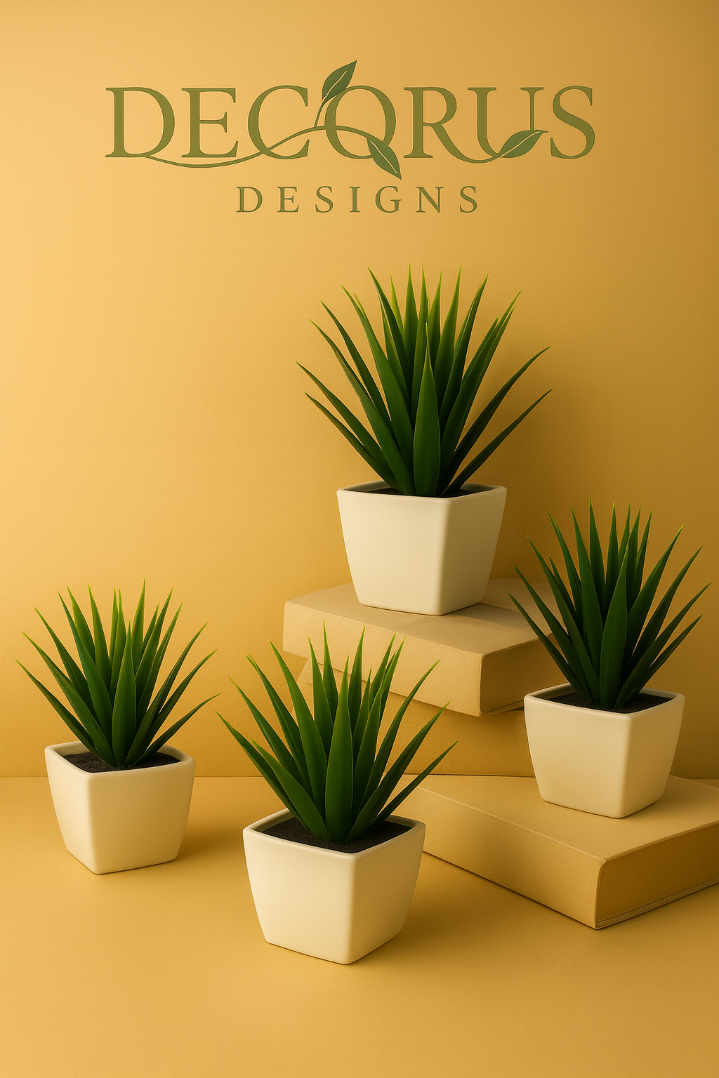 Decorus Designs – Elegant Simulated Potted Plant in Premium Vase