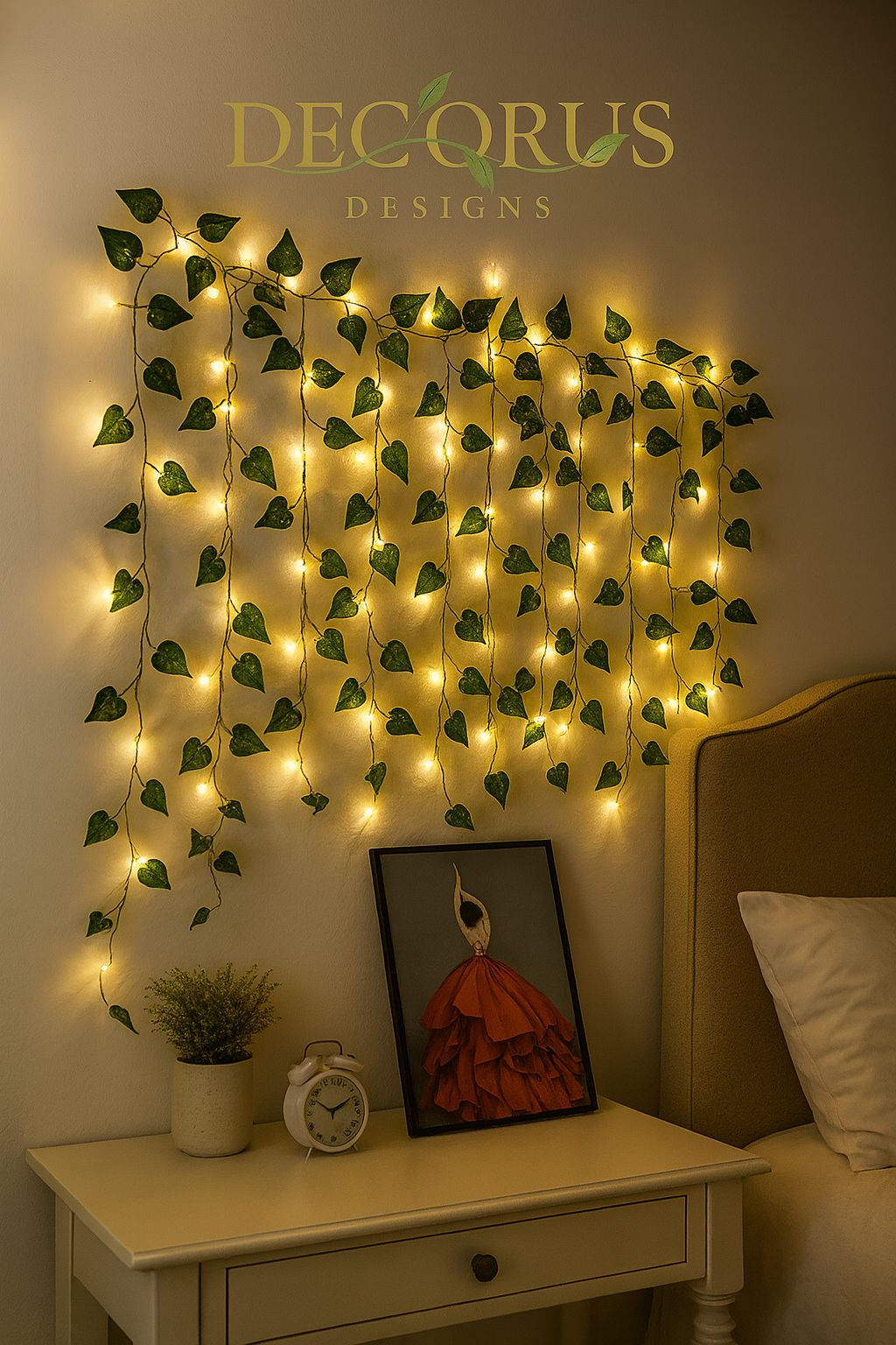 Decorus Luxe Green Leaf Fairy Vine Lights