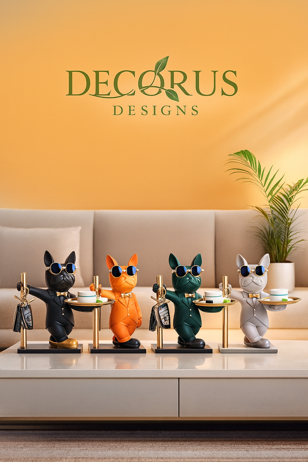 Decorus  French Bulldog Sculpture with Storage Tray