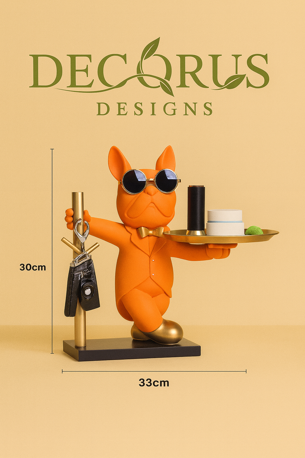 Decorus  French Bulldog Sculpture with Storage Tray