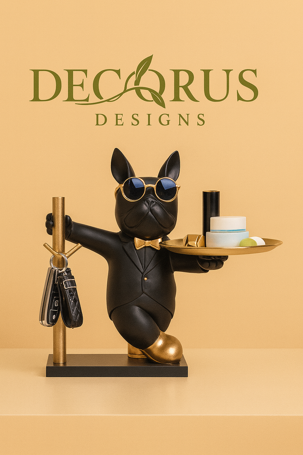 Decorus  French Bulldog Sculpture with Storage Tray