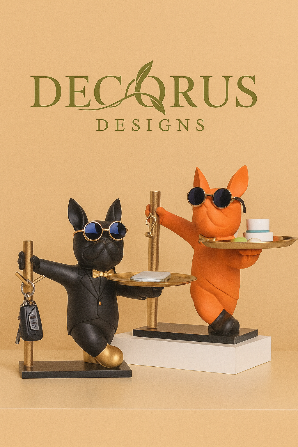 Decorus  French Bulldog Sculpture with Storage Tray