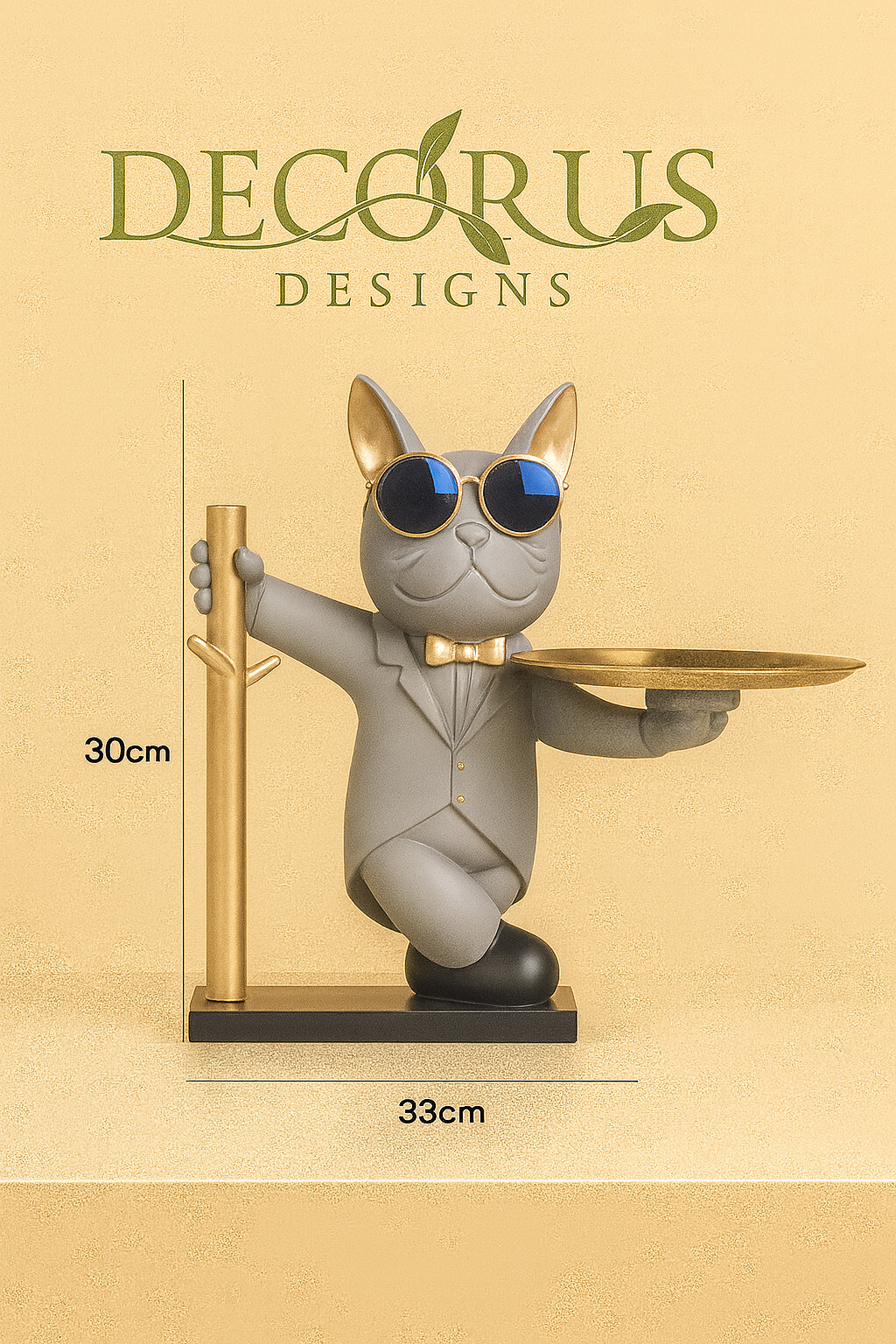 Decorus  French Bulldog Sculpture with Storage Tray