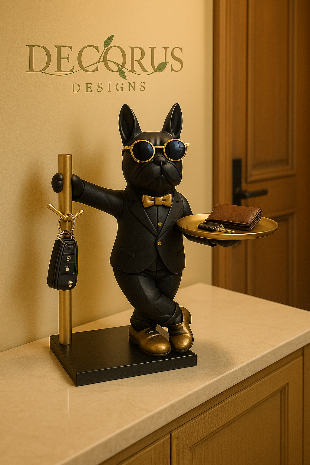 Decorus  French Bulldog Sculpture with Storage Tray