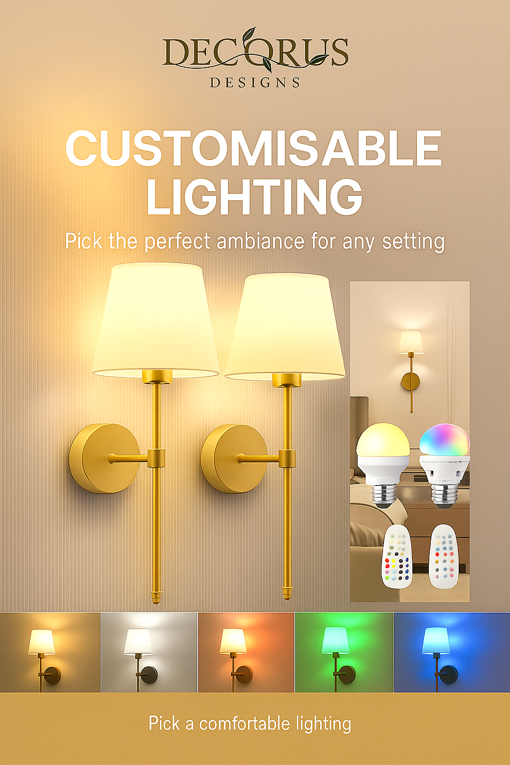 Decorus Wall Lamp with Remote Control