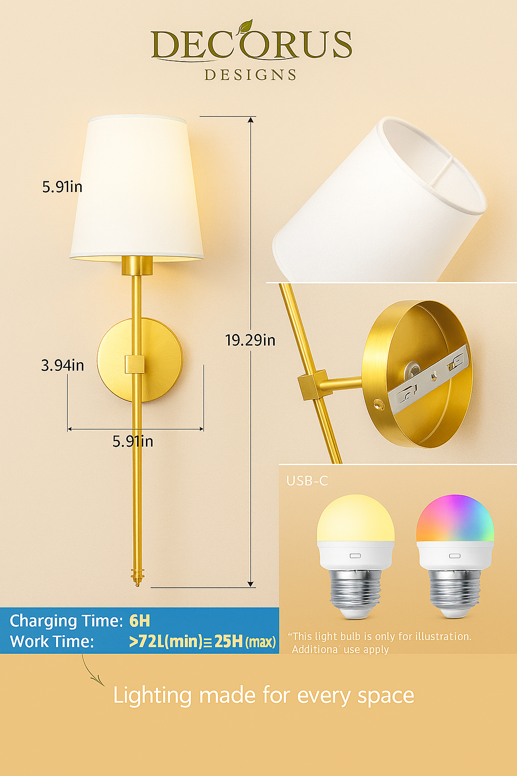 Decorus Wall Lamp with Remote Control