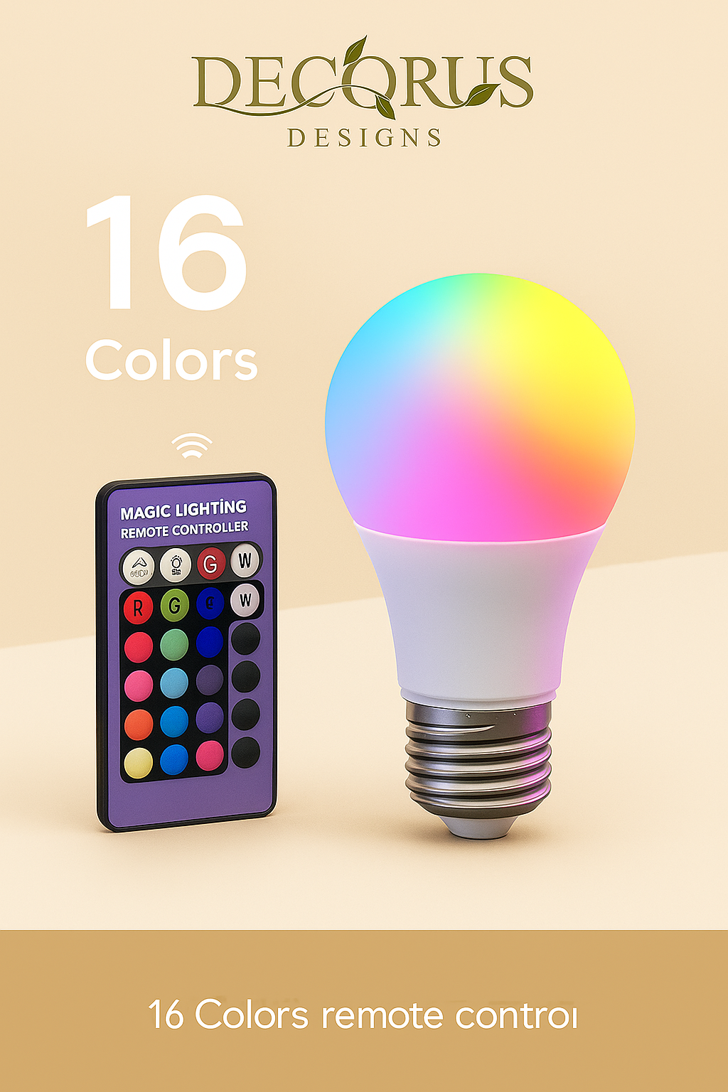 Decorus LED Smart Bulb – 16 Colors with Remote Control